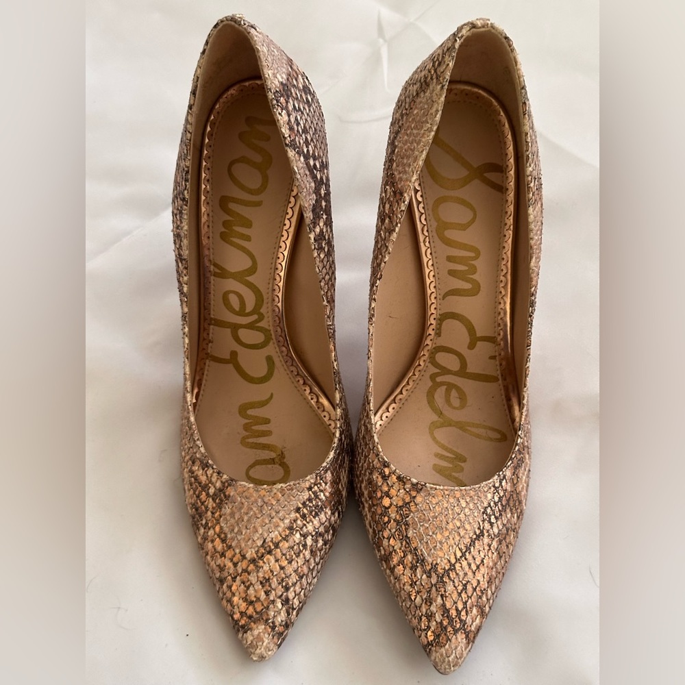 Sam Edelman metallic snakeskin-leather heels SIZE 8M